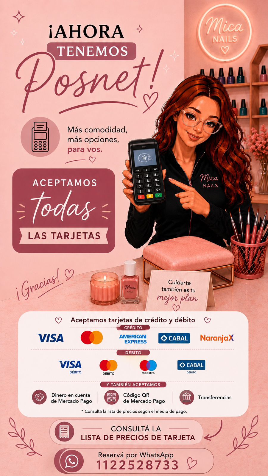 Mica Nails acepta todas las tarjetas - Posnet